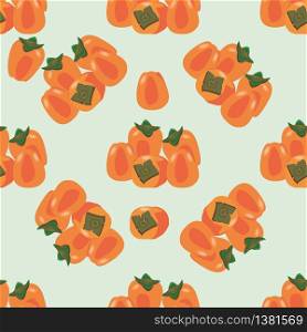 SEamless pattern with persimmons on the green background.