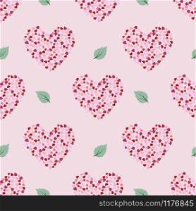 Seamless pattern with petal in heart shape on white background,design for fabric,textile,print or wrapping paper,vector illustration