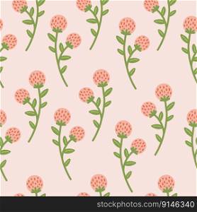 Seamless pattern with pink berries flowers on a pink background vector illustration