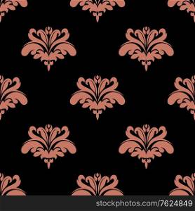 Seamless pattern with pink floral elements and dark background for design