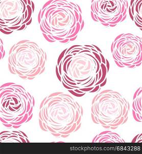 Seamless pattern with pink flowers. Vector illustration of ranunculus flower. Seamless pattern with pink flowers