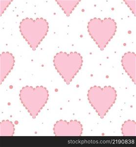 Seamless pattern with pink hearts. Romantic gentle pastel background. Template for wrapping paper, fabric, substrate vector illustration. Seamless pattern with pink hearts