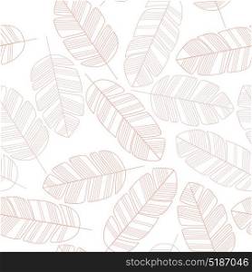Seamless pattern with pink leaves on white background, vector illustration