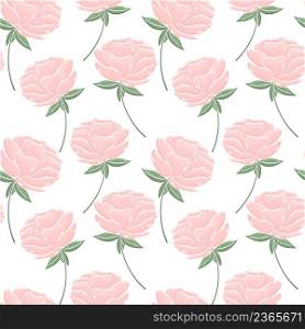 Seamless pattern with pink peonies. Background of large garden flowers in a chaotic manner. Floral template for wallpaper, wrapping and textile vector illustration