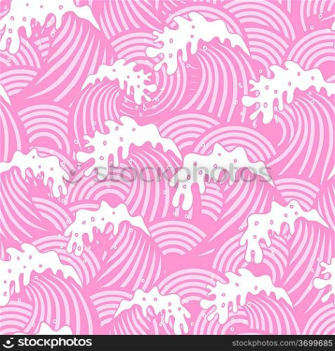 Seamless pattern with pink waves