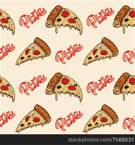 Seamless pattern with pizza. Design element for poster, card, banner, flyer. Vector illustration