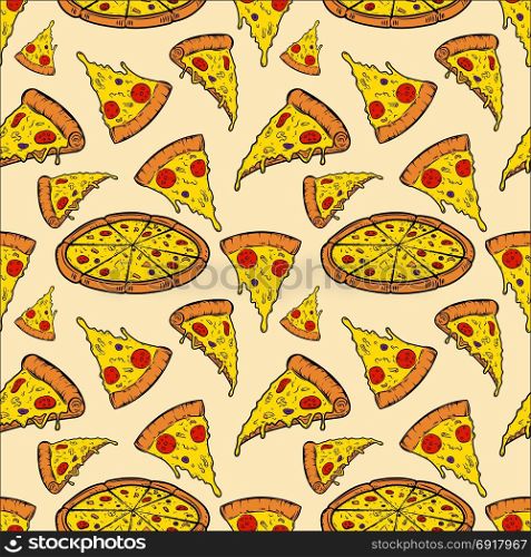 Seamless pattern with pizza. Vector illustration