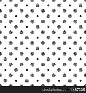 Seamless pattern with polka dot and stylish doodle. Casual texture.. Seamless pattern with polka dot and stylish doodle. Casual texture. Vector illustration.