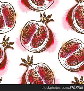 Seamless pattern with pomegranate