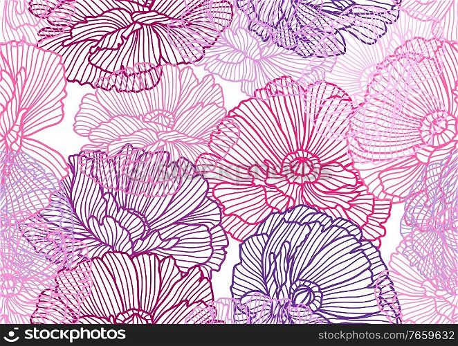 Seamless pattern with poppies. Beautiful decorative stylized summer flowers.. Seamless pattern with poppies.