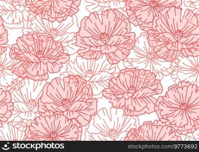 Seamless pattern with poppy flowers. Beautiful decorative plants. Natural background.. Seamless pattern with poppy flowers. Beautiful decorative plants.