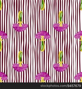 Seamless pattern with psychedelic mushrooms. Magical fly agaric wallpaper. Design for printing, textile, fabric, fashion, interior, wrapping paper. Vector illustration. Seamless pattern with psychedelic mushrooms. Magical fly agaric wallpaper.