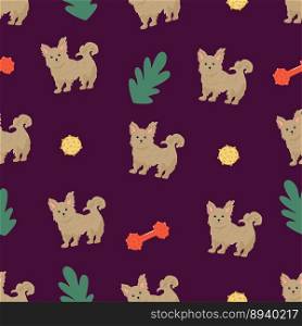 Seamless pattern with puppies. yorkshire terrier