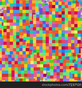 Seamless pattern with rainbow colored glitch styled bright shapes