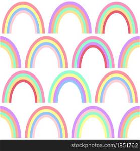 Seamless pattern with rainbows, vector illustration. Multicolored rainbows, continuous repeating background. Baby wallpaper or packaging. Template for creativity.. Seamless pattern with rainbows, vector illustration.