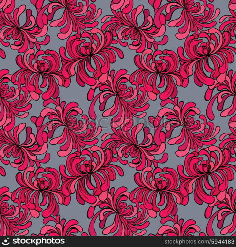 Seamless pattern with Realistic graphic flowers - hand drawn background.