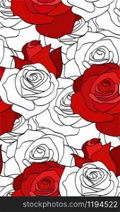 Seamless pattern with red and white roses for your creativity