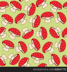seamless pattern with red mushrooms, vector format