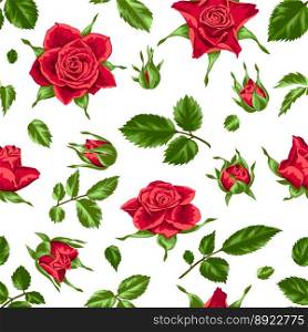 Seamless pattern with red roses beautiful vector image