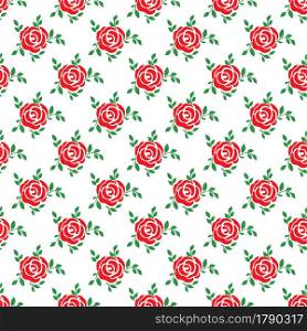 Seamless pattern with red roses for textures, textiles and simple backgrounds, flat style