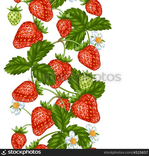 Seamless pattern with red strawberries. Decorative berries and leaves. Seamless pattern with red strawberries. Decorative berries and leaves.