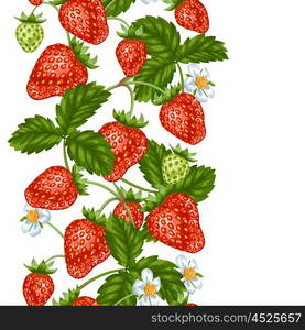 Seamless pattern with red strawberries. Decorative berries and leaves. Seamless pattern with red strawberries. Decorative berries and leaves.