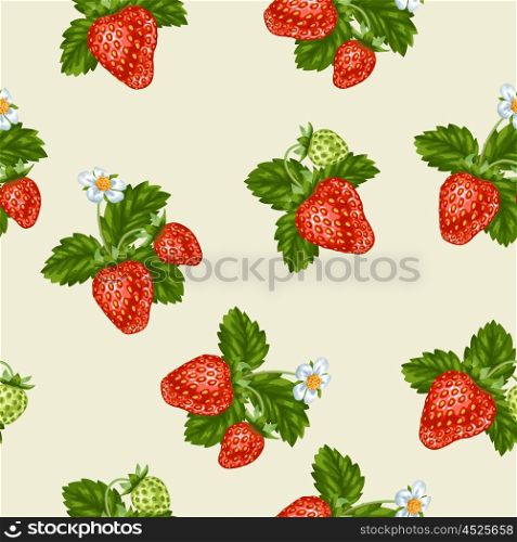 Seamless pattern with red strawberries. Decorative berries and leaves. Seamless pattern with red strawberries. Decorative berries and leaves.