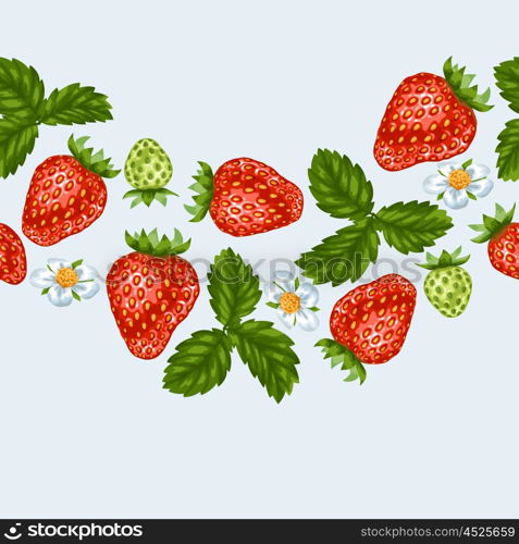 Seamless pattern with red strawberries. Decorative berries and leaves. Seamless pattern with red strawberries. Decorative berries and leaves.