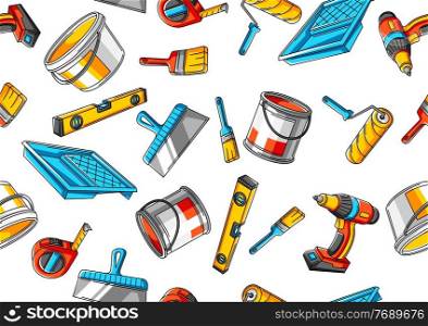 Seamless pattern with repair working tools. Equipment for construction industry and business.. Seamless pattern with repair working tools. Equipment for construction industry.