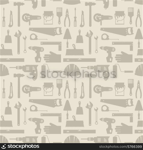 Seamless pattern with repair working tools icons.