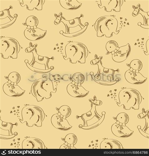 seamless pattern with retro toys, vector format