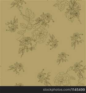 Seamless pattern with rose. Sketch.