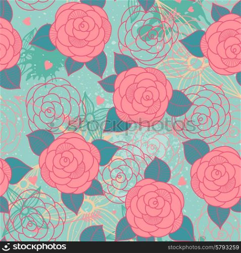 Seamless pattern with roses can be used for wallpaper, pattern fills, web page background, surface textures.