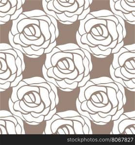 Seamless pattern with roses contours. Vector illustration.. Seamless pattern with beige and white roses background. Vector illustration.