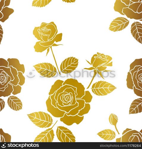 Seamless pattern with roses garden on monotone gold color,for fashion,fabric,textile,print or wallpaper,vector illustration