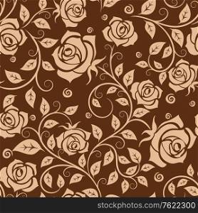 Seamless pattern with roses in retro style for background or wallpaper design