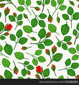 Seamless pattern with roses on white background