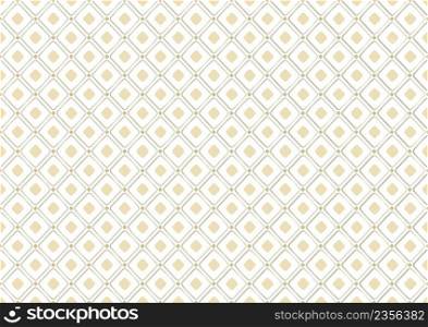 Seamless Pattern with Rounded Diamond Grid and Golden Rounded Rhombuses - Abstract Decorative Illustration Isolated on White Background, Vector