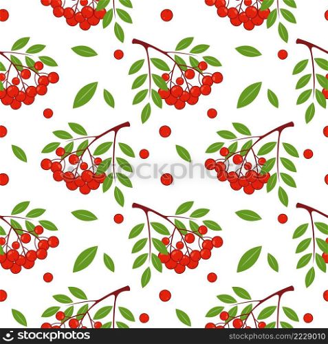 Seamless pattern with Rowan. Background for fabric with berries. Wallpaper for the children’s room, print for textiles.