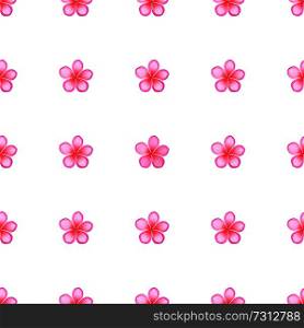 Seamless pattern with sakura blossom isolated on white background. Endless texture with tender flowers in flat style, wallpaper design. Seamless Pattern with Sakura Blossom Isolated