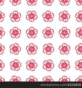 Seamless pattern with sakura flowers in Chinese style. Seamless pattern with sakura flowers in Chinese style.