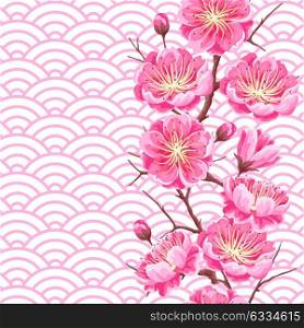 Seamless pattern with sakura or cherry blossom. Floral japanese ornament of blooming flowers. Seamless pattern with sakura or cherry blossom. Floral japanese ornament of blooming flowers.
