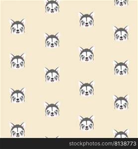 Seamless pattern with siberian husky puppies. 