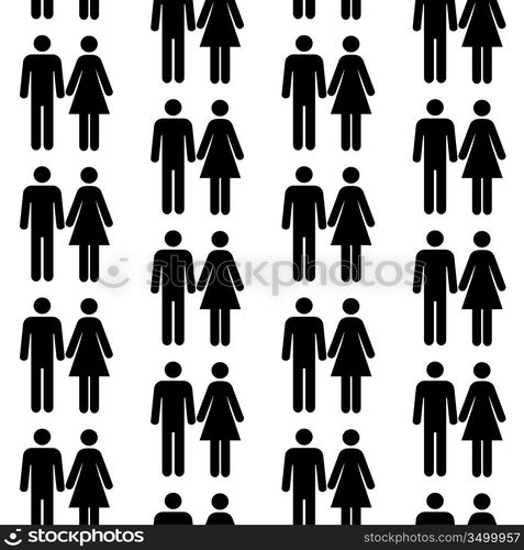 Seamless pattern with silhouettes of the person of different color.(can be repeated and scaled in any size)