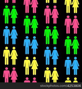 Seamless pattern with silhouettes of the person of different color.(can be repeated and scaled in any size)