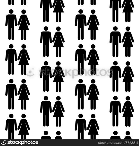 Seamless pattern with silhouettes of the person of different color.(can be repeated and scaled in any size)