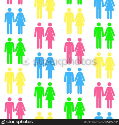 Seamless pattern with silhouettes of the person of different color.(can be repeated and scaled in any size)