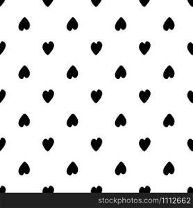 Seamless pattern with simple hearts in black color. Valentines Day backdrop. Wedding template. Design for fabric, textile print, wrapping paper, children textile. Vector illustration. Seamless pattern with simple hearts in black color.