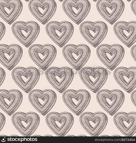 Seamless pattern with sketch hearts. Vector illustration.