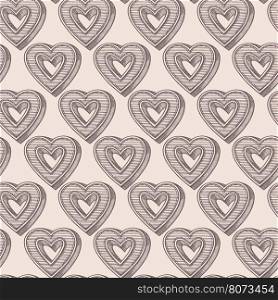 Seamless pattern with sketch hearts. Vector illustration.